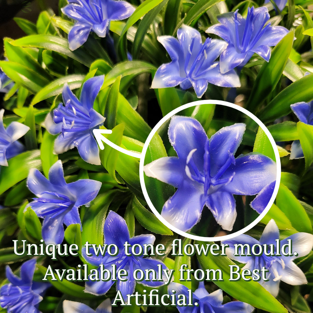 Best Artificial Blue Lily Hanging Basket Flower Topiary Ball - Suitable for Outdoor Use - Weather & Fade Resistant