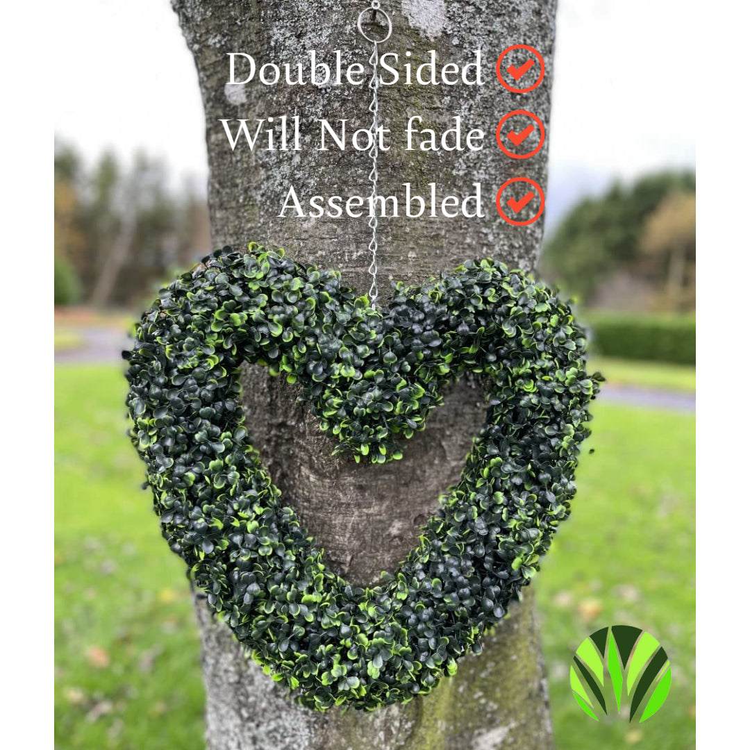 Artificial Boxwood Heart Wreath