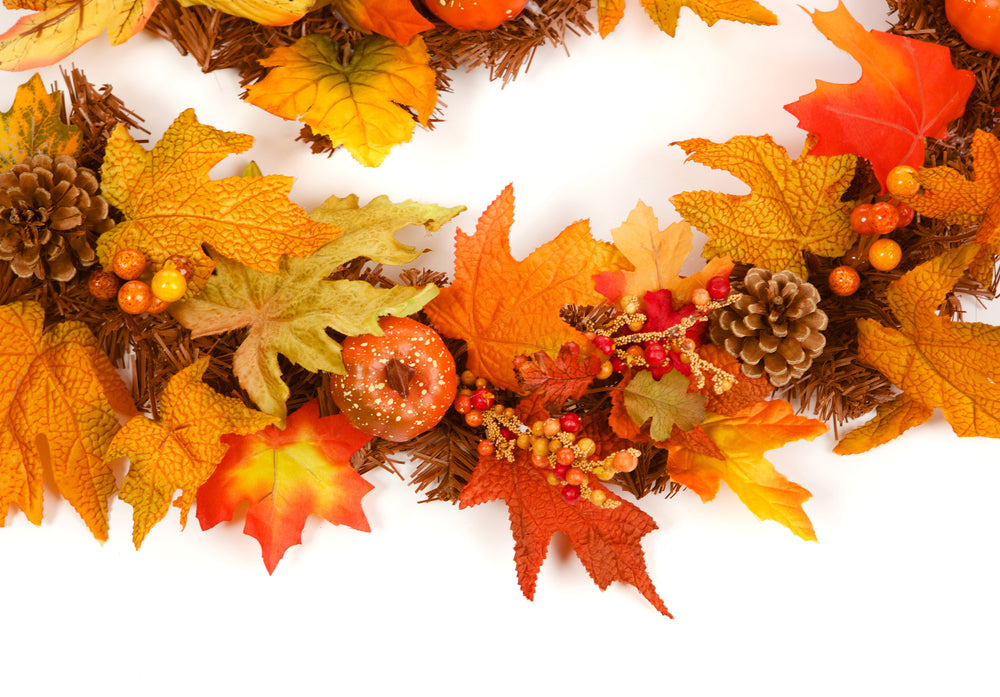 6ft/180cm Autumn Halloween Maple Garland with 50 Warm White LED Lights