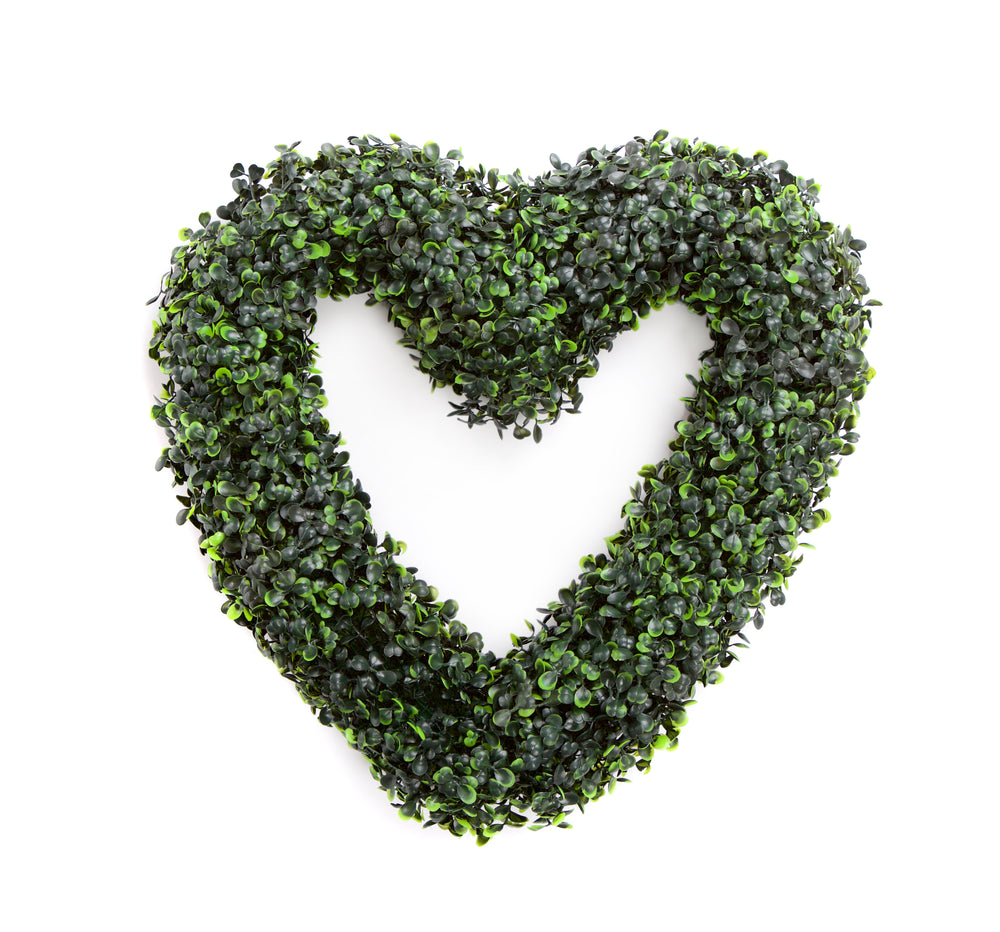 Artificial Boxwood Heart Wreath - front view