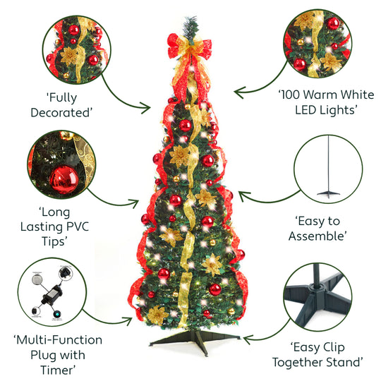 Best Artificial Mains Powered Pop-up 6ft Pre-Decorated Pre-Lit Christmas Trees