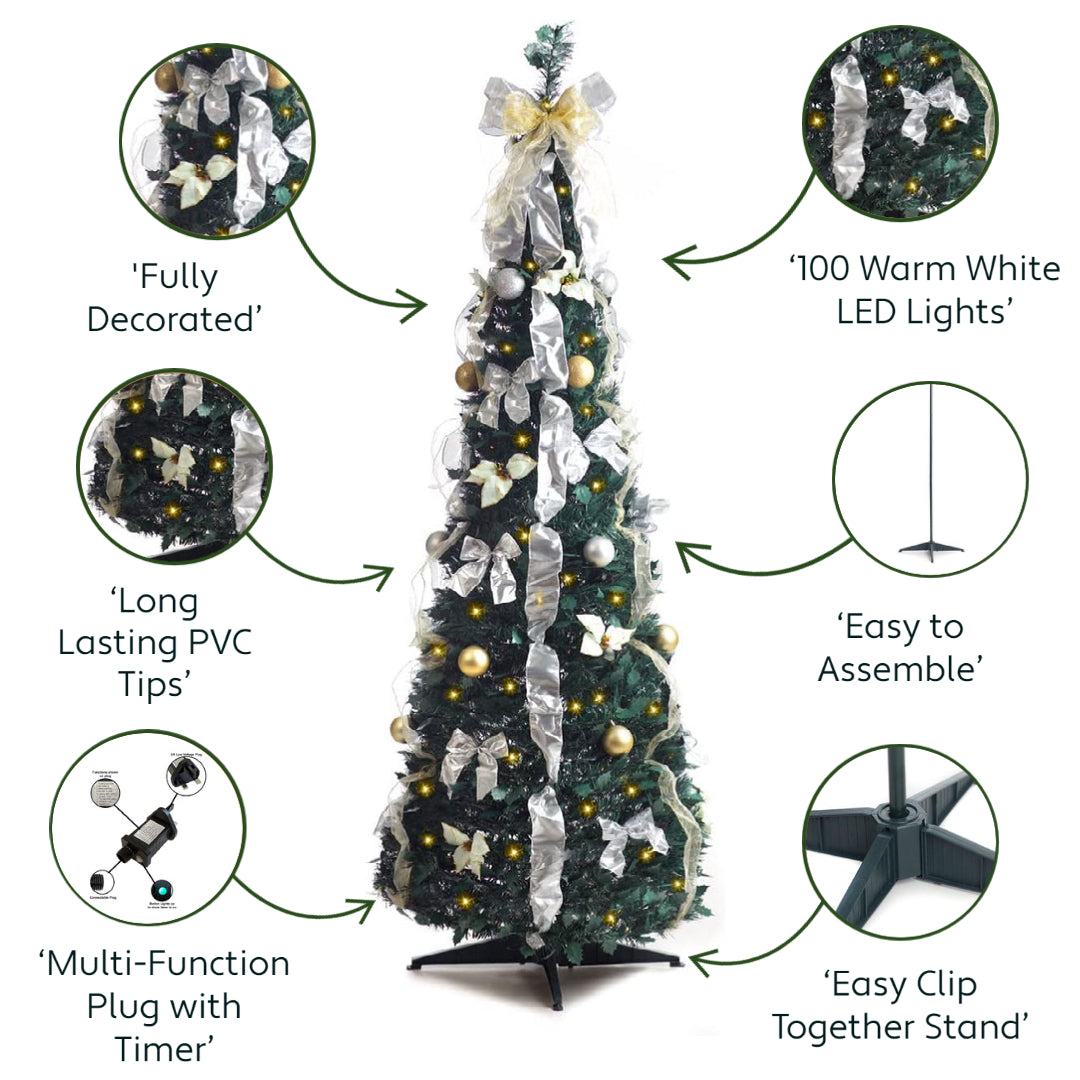 Best Artificial Mains Powered Pop-up 6ft Pre-Decorated Pre-Lit Christmas Trees