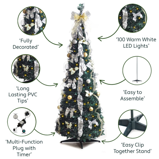 Best Artificial Mains Powered Pop-up 6ft Pre-Decorated Pre-Lit Christmas Trees