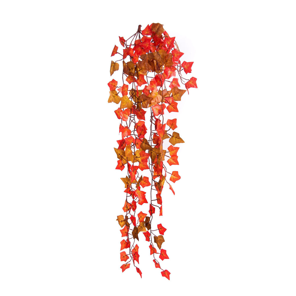 A 100cm artificial two-tone autumn English trailing ivy garland with red and brown leaves, designed for indoor or outdoor use.
