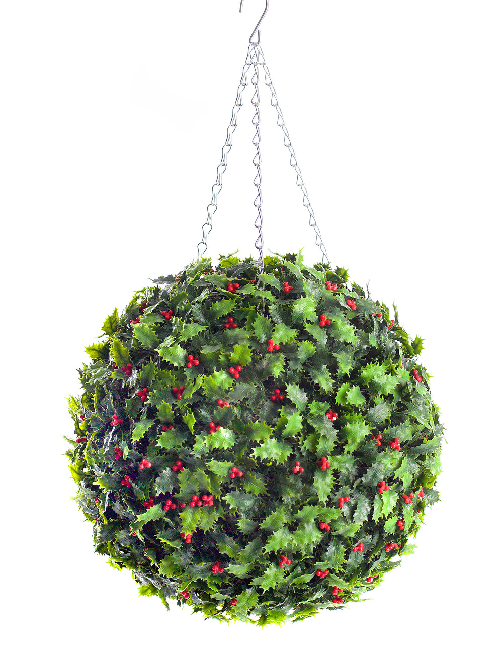 Best Artificial 38cm Christmas Holly Ball with Red Berries - lifestyle display