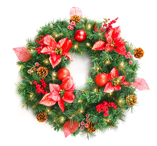 Best Artificial Christmas 60cm Decorated Wreath LED Lights