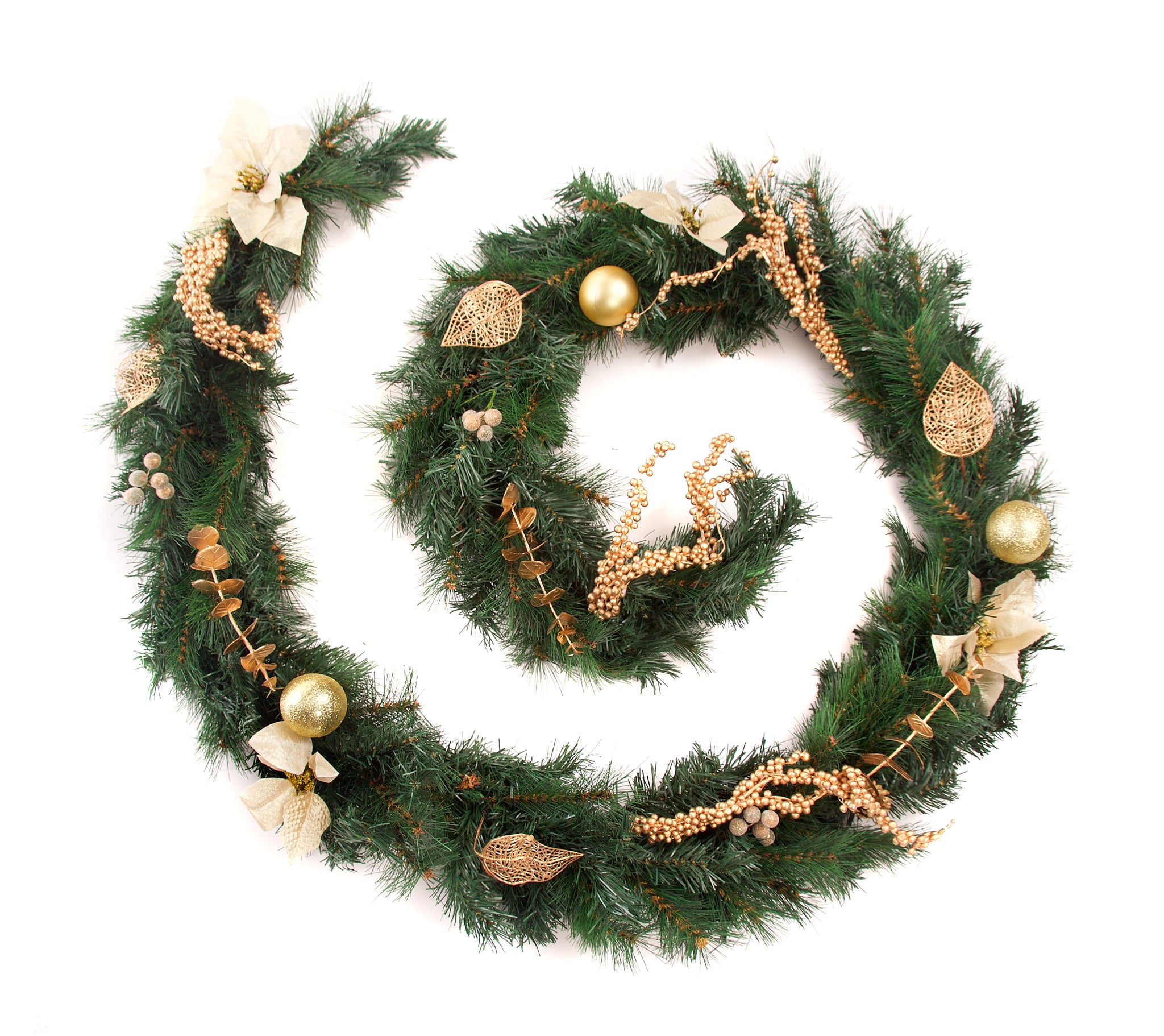 Best Artificial Christmas 6ft-9ft-12ft Gold Decorated Garland - Optional Lights