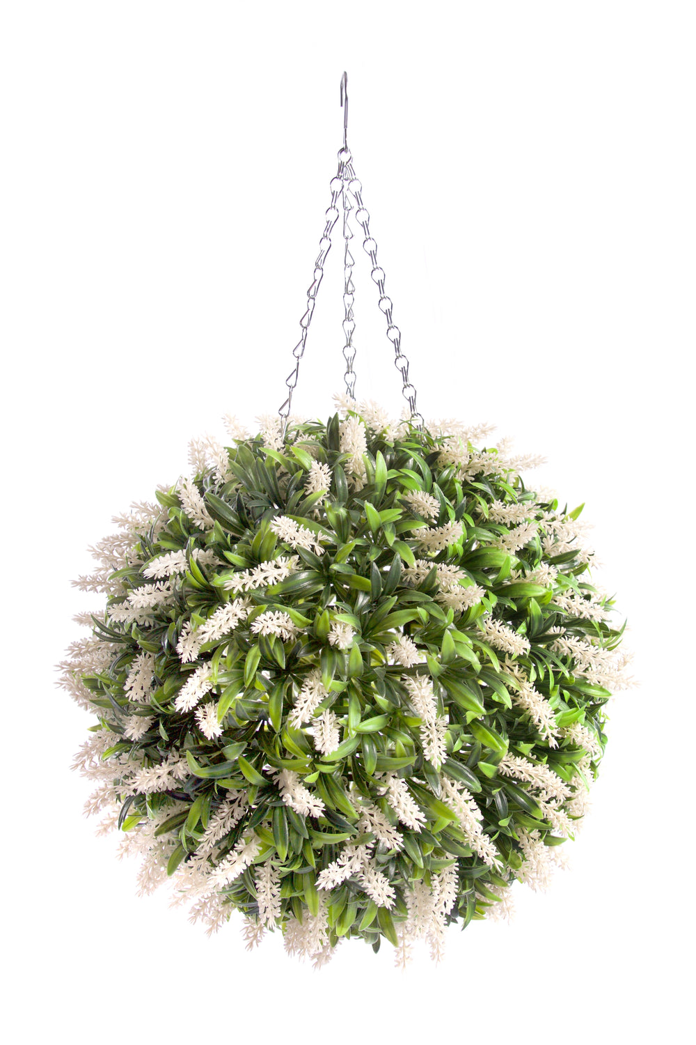 Best Artificial White Lush Lavender Flower Ball - front view