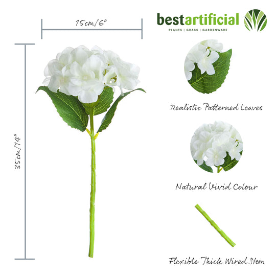 5 Single 35cm Hydrangea Flower Stems