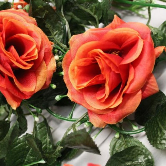 Best Artificial 7ft Champagne Silk Rose Garland - full length view