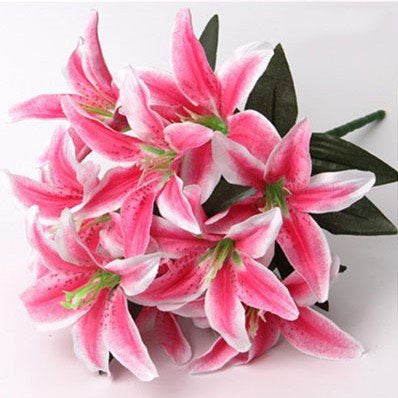Best Artificial 45cm Stargazer Lillies 10 Head Flower Spray