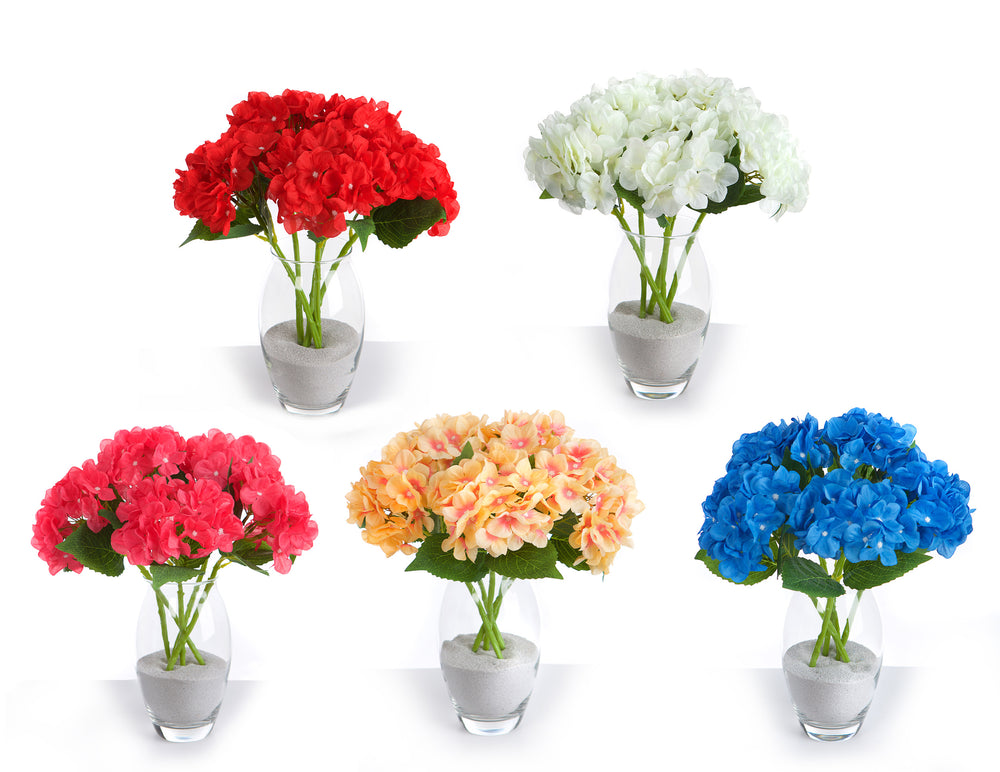 5 Single 35cm Hydrangea Flower Stems - front view