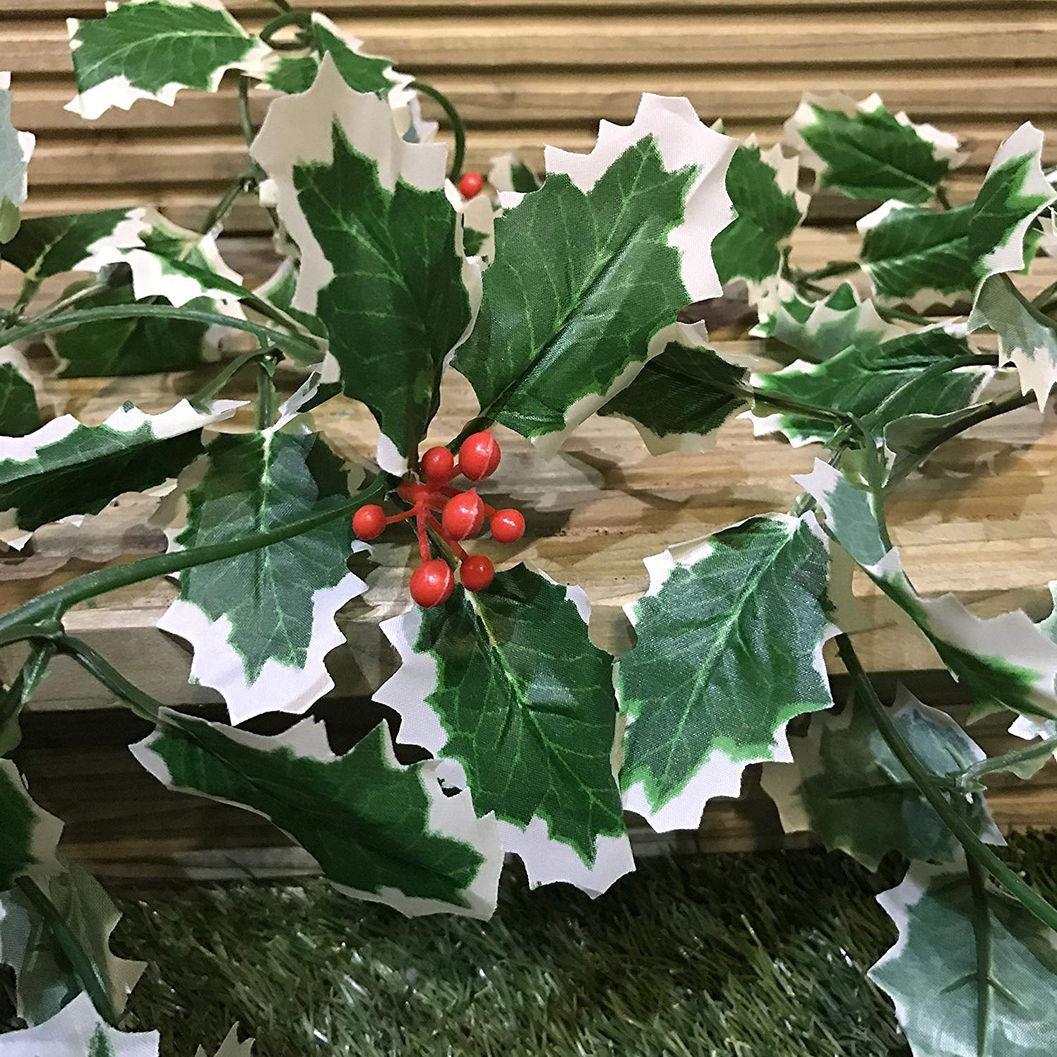 Best Artificial 7ft Christmas Holly Ivy Garland String with Berries