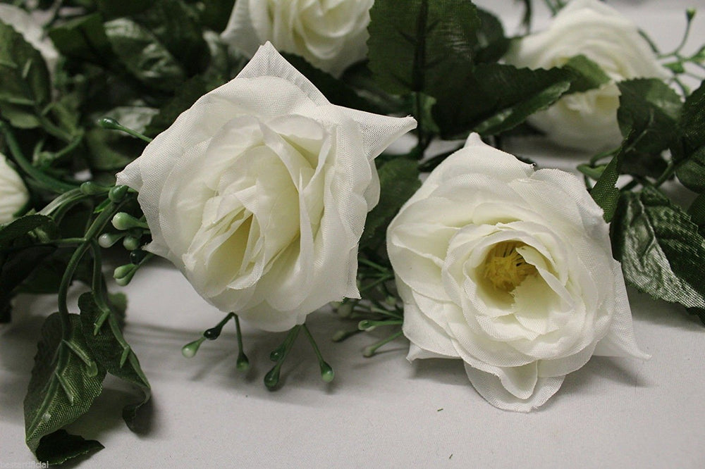 Best Artificial 7ft Ivory White Silk Rose Garland