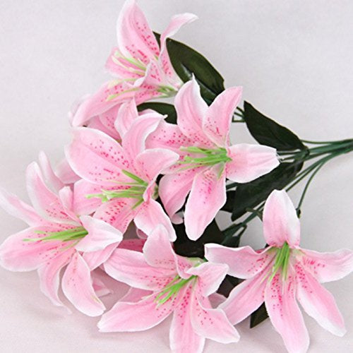 Best Artificial 45cm Stargazer Lillies 10 Head Flower Spray