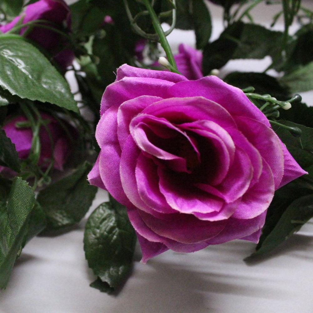 Best Artificial 7ft Light Purple Silk Rose Garland - front view