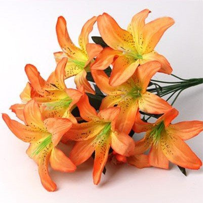 Best Artificial 45cm Stargazer Lillies 10 Head Flower Spray