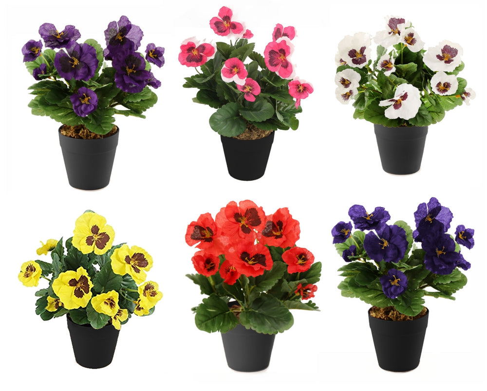 Best Artificial 30cm Pansy Plug Plant - Pot Not Included - front view