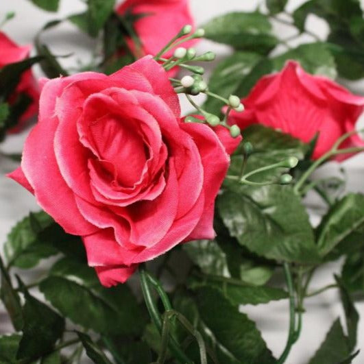 Best Artificial 7ft Pink Silk Rose Garland