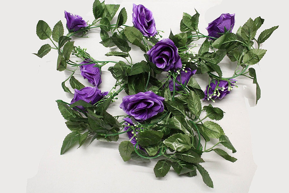 Best Artificial 7ft Purple Silk Rose Garland