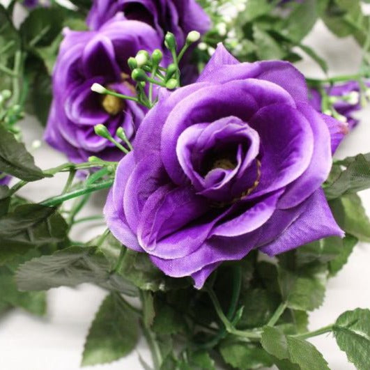 Best Artificial 7ft Purple Silk Rose Garland