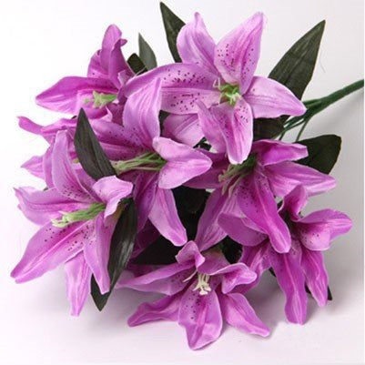 Best Artificial 45cm Stargazer Lillies 10 Head Flower Spray