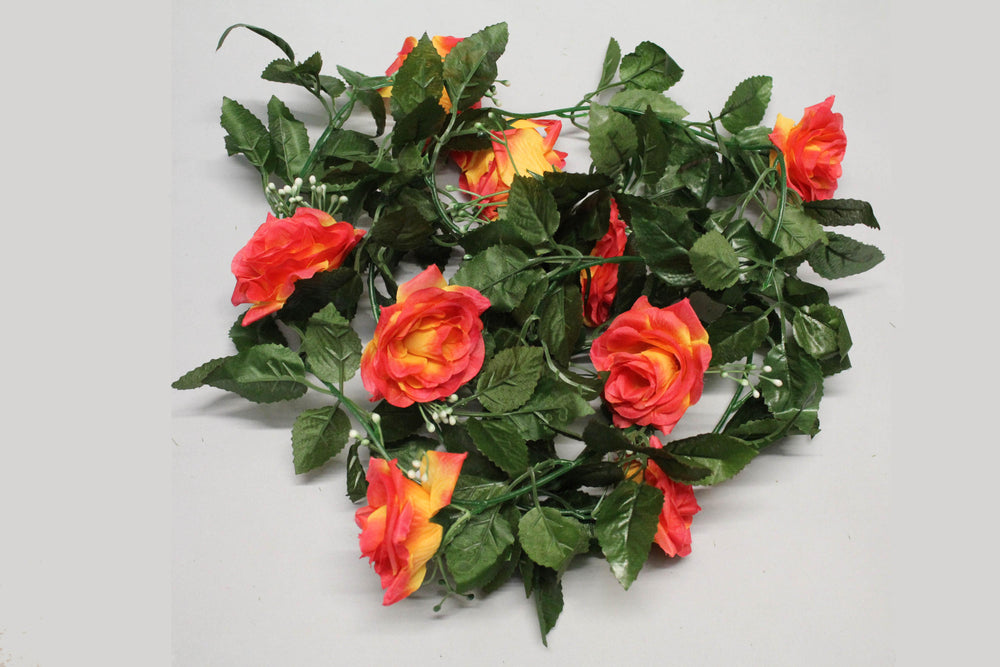 Best Artificial 7ft Red-Yellow Silk Rose Garland