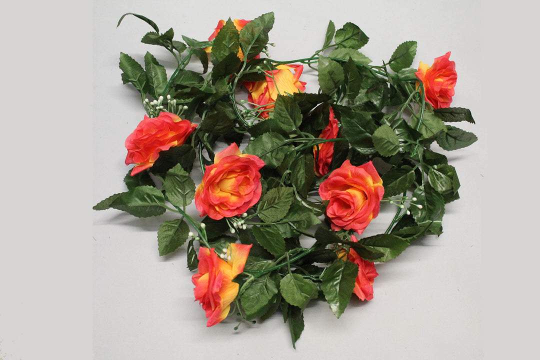 Best Artificial 7ft Red-Yellow Silk Rose Garland