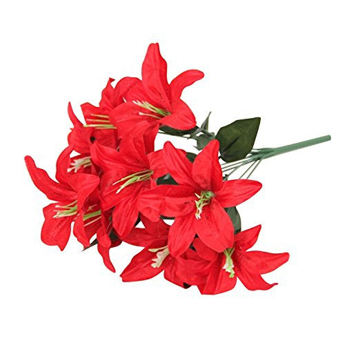 Best Artificial 45cm Stargazer Lillies 10 Head Flower Spray
