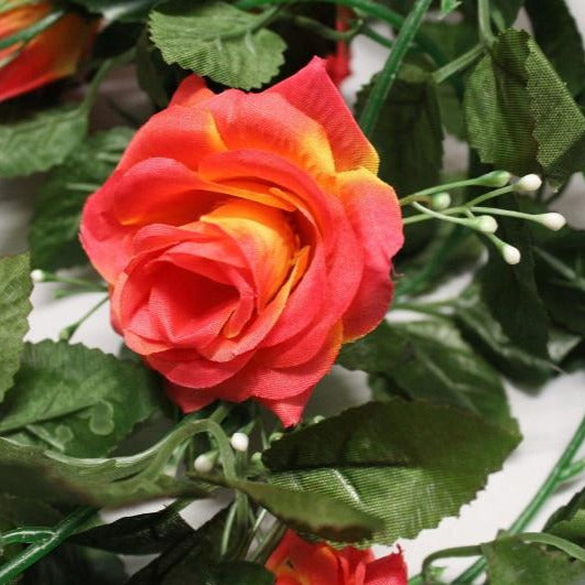 Best Artificial 7ft Red-Yellow Silk Rose Garland - front view