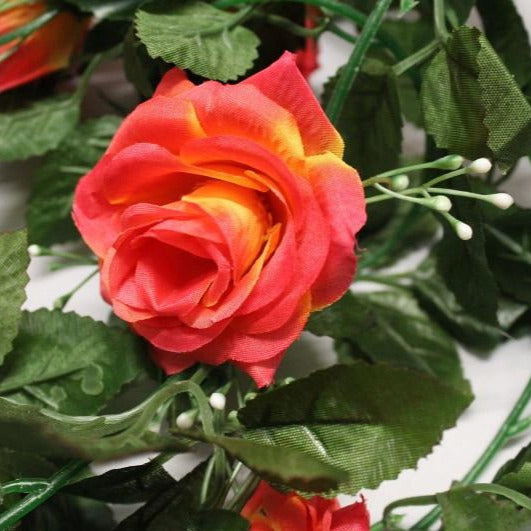 Best Artificial 7ft Red-Yellow Silk Rose Garland