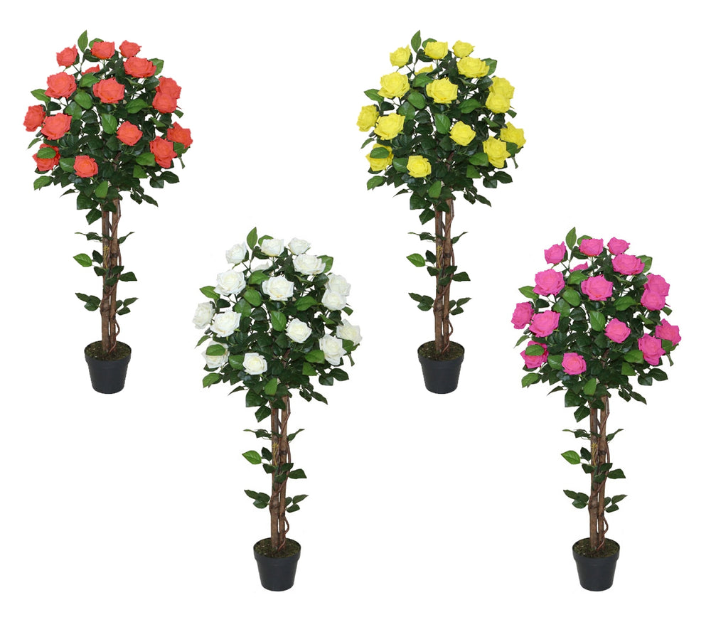 Best Artificial 4ft - 120cm Rose Flower Tree - front view