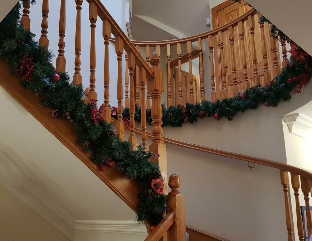 Best Artificial Christmas 6ft-9ft-12ft Red Decorated Garland - Optional Lights
