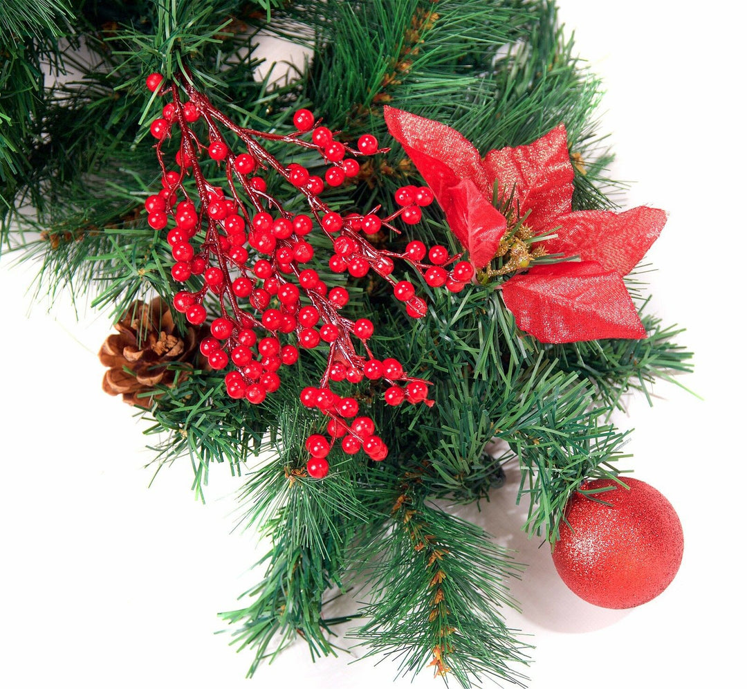 Best Artificial Christmas 6ft-9ft-12ft Red Decorated Garland - Optional Lights