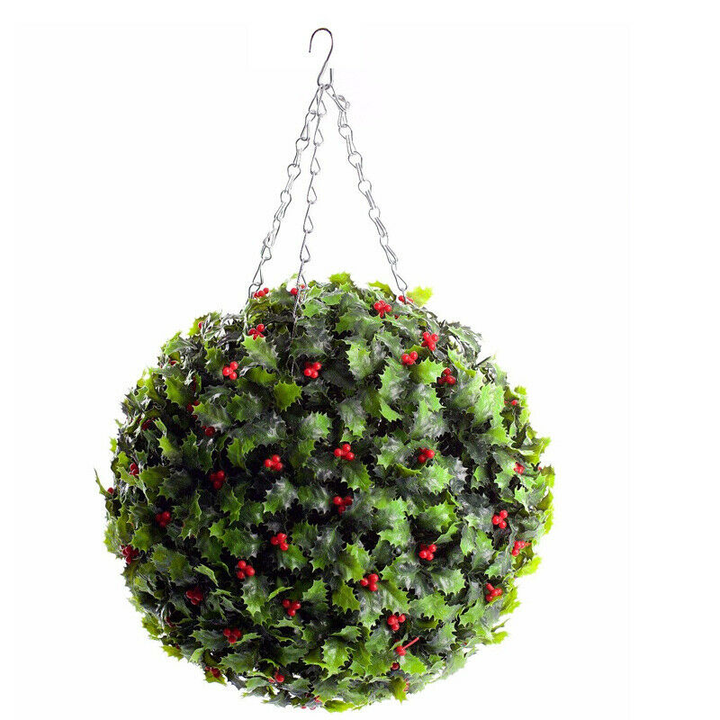Best Artificial 28cm Christmas Holly Ball with Red Berries