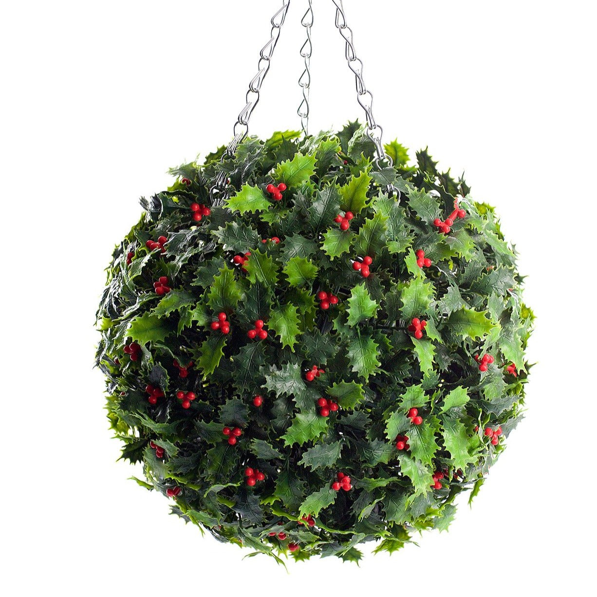 Best Artificial 28cm Christmas Holly Ball with Red Berries