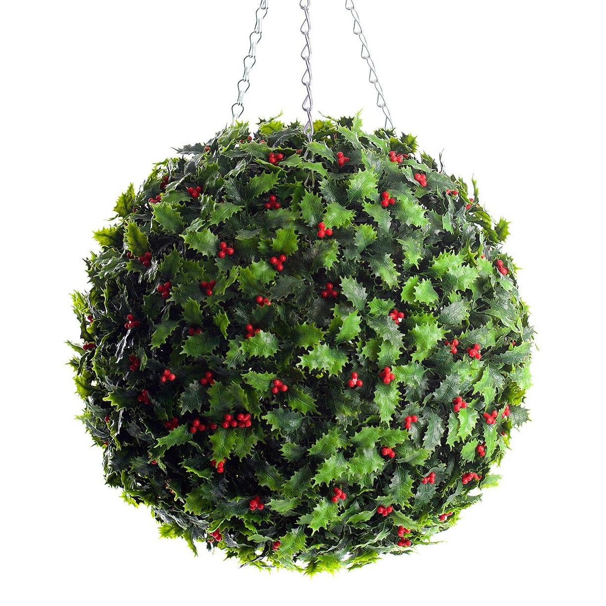 Best Artificial 38cm Christmas Holly Ball with Red Berries