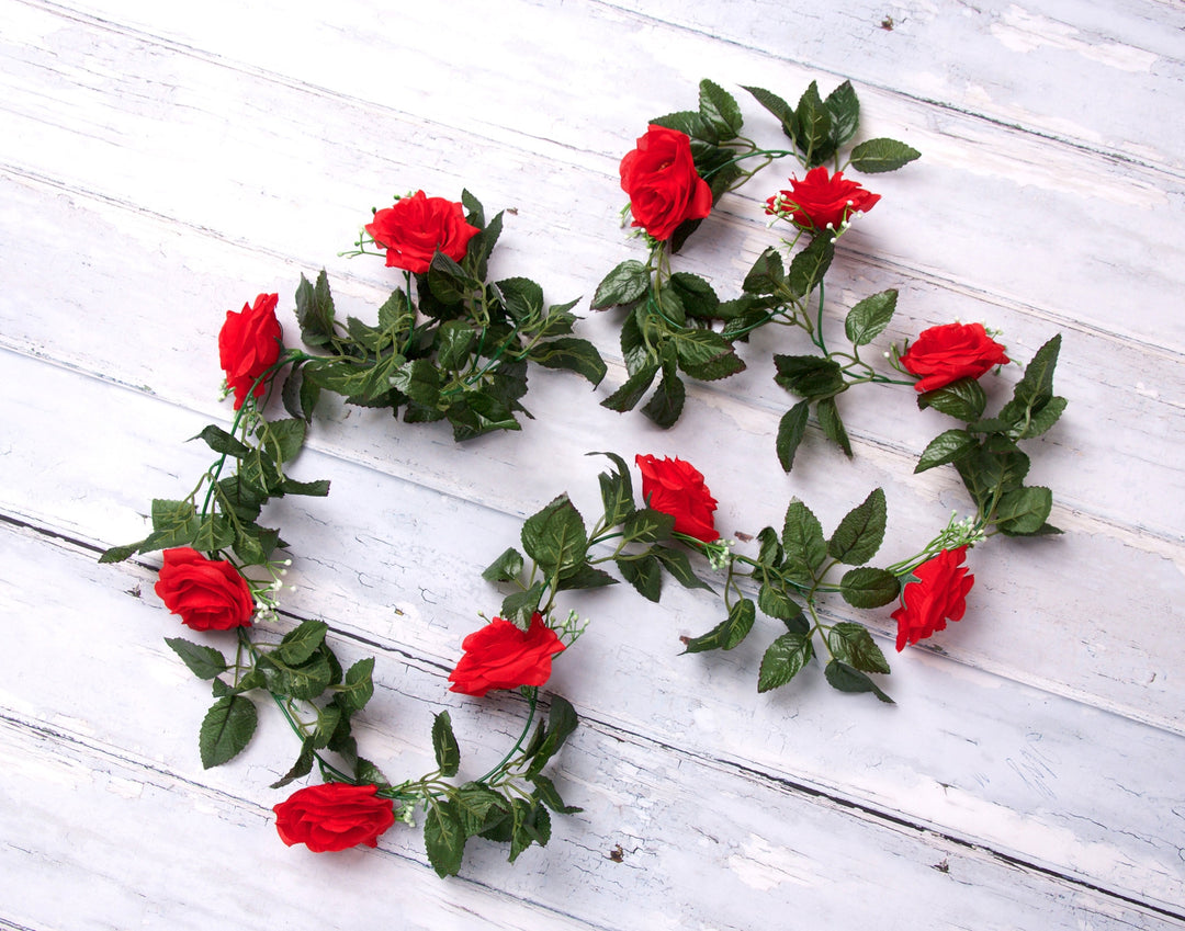 Best Artificial 7ft Red Silk Rose Garland