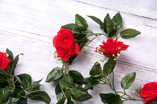 Best Artificial 7ft Red Silk Rose Garland