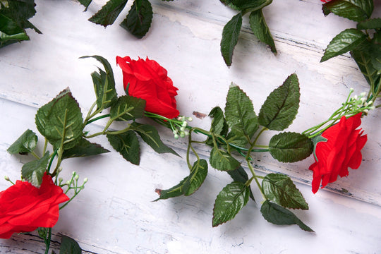 Best Artificial 7ft Red Silk Rose Garland