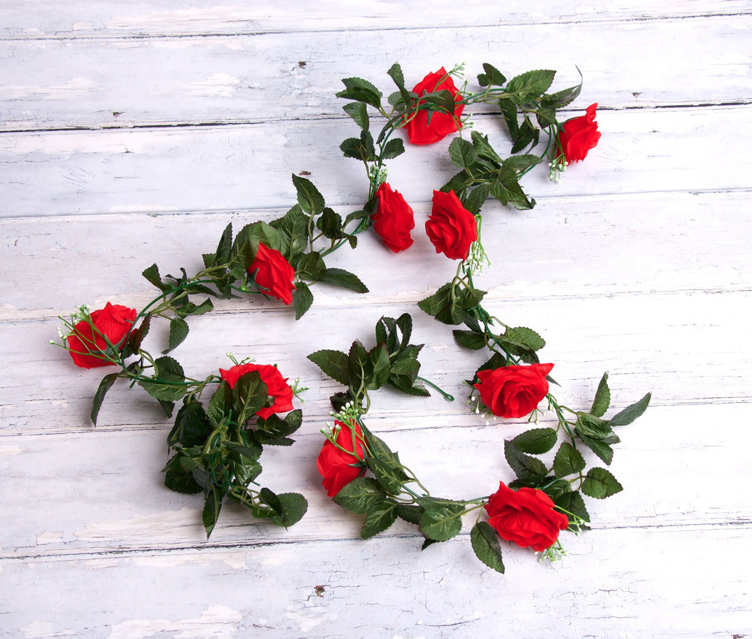 Best Artificial 7ft Red Silk Rose Garland