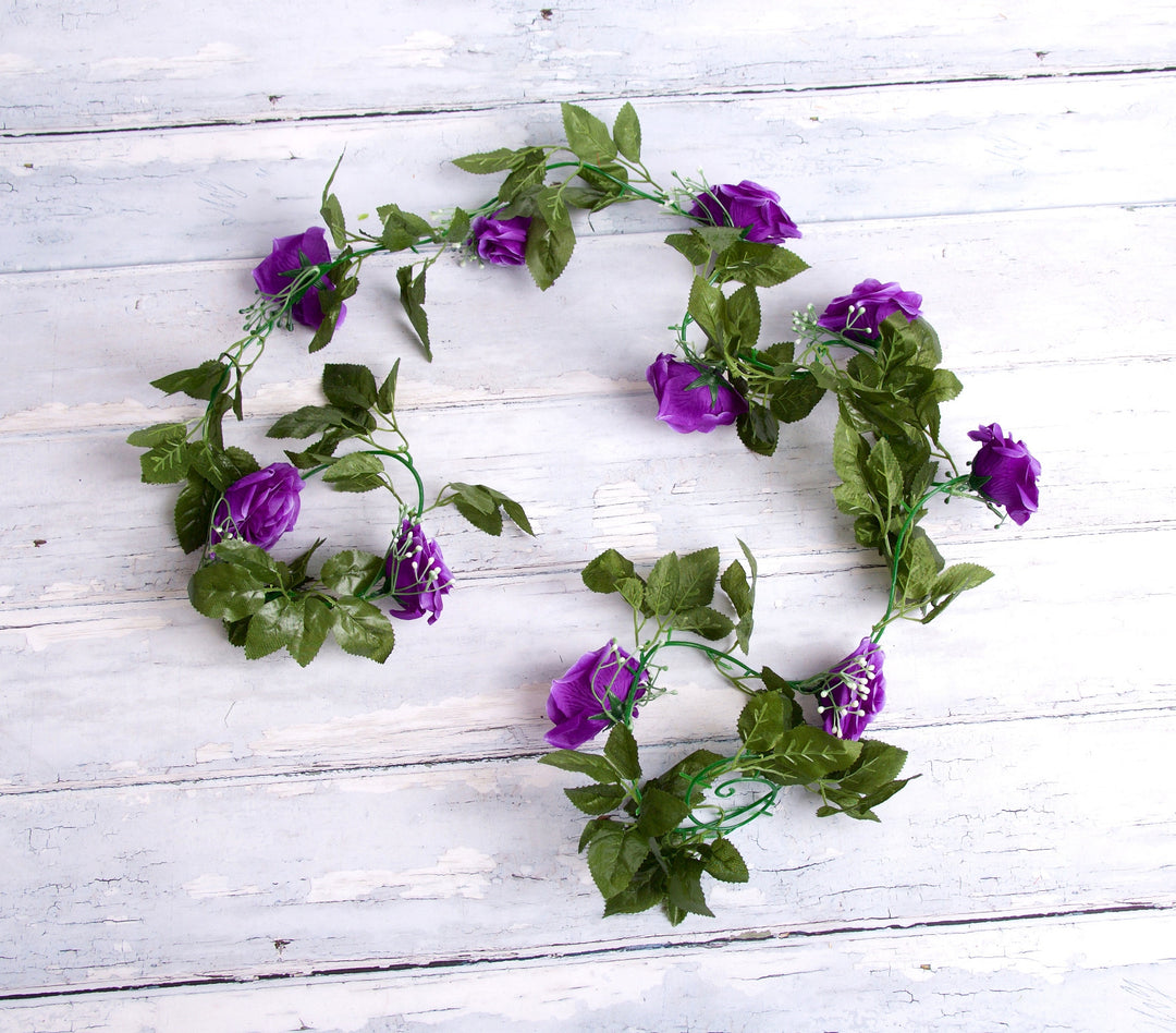 Best Artificial 7ft Purple Silk Rose Garland