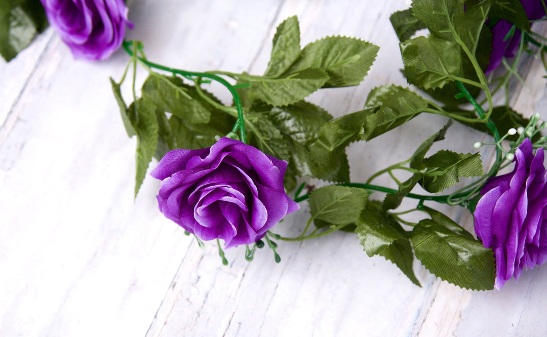 Best Artificial 7ft Purple Silk Rose Garland