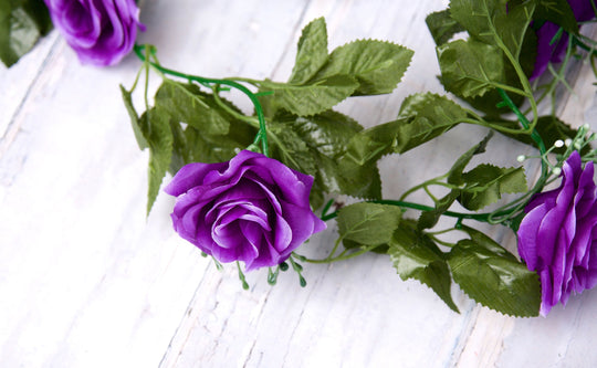 Best Artificial 7ft Purple Silk Rose Garland