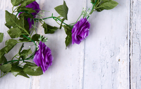 Best Artificial 7ft Purple Silk Rose Garland