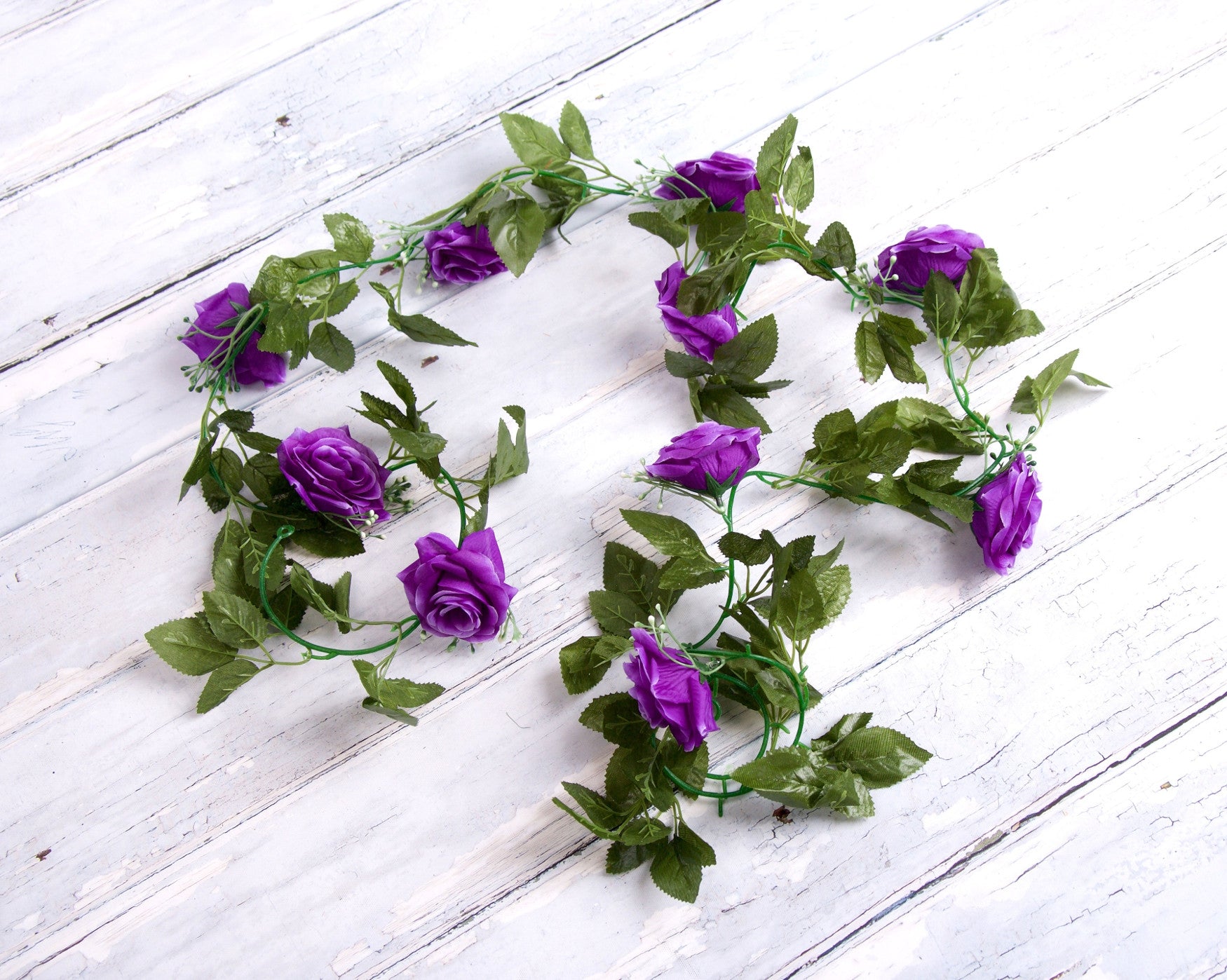 Best Artificial 7ft Purple Silk Rose Garland