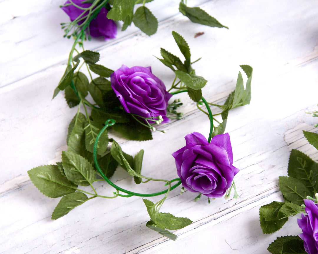 Best Artificial 7ft Purple Silk Rose Garland