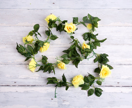 Best Artificial 7ft Yellow Silk Rose Garland