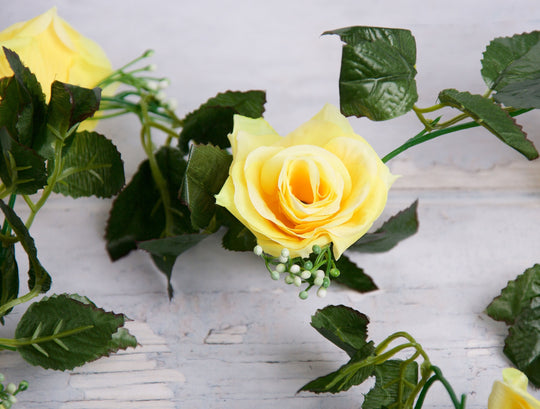 Best Artificial 7ft Yellow Silk Rose Garland