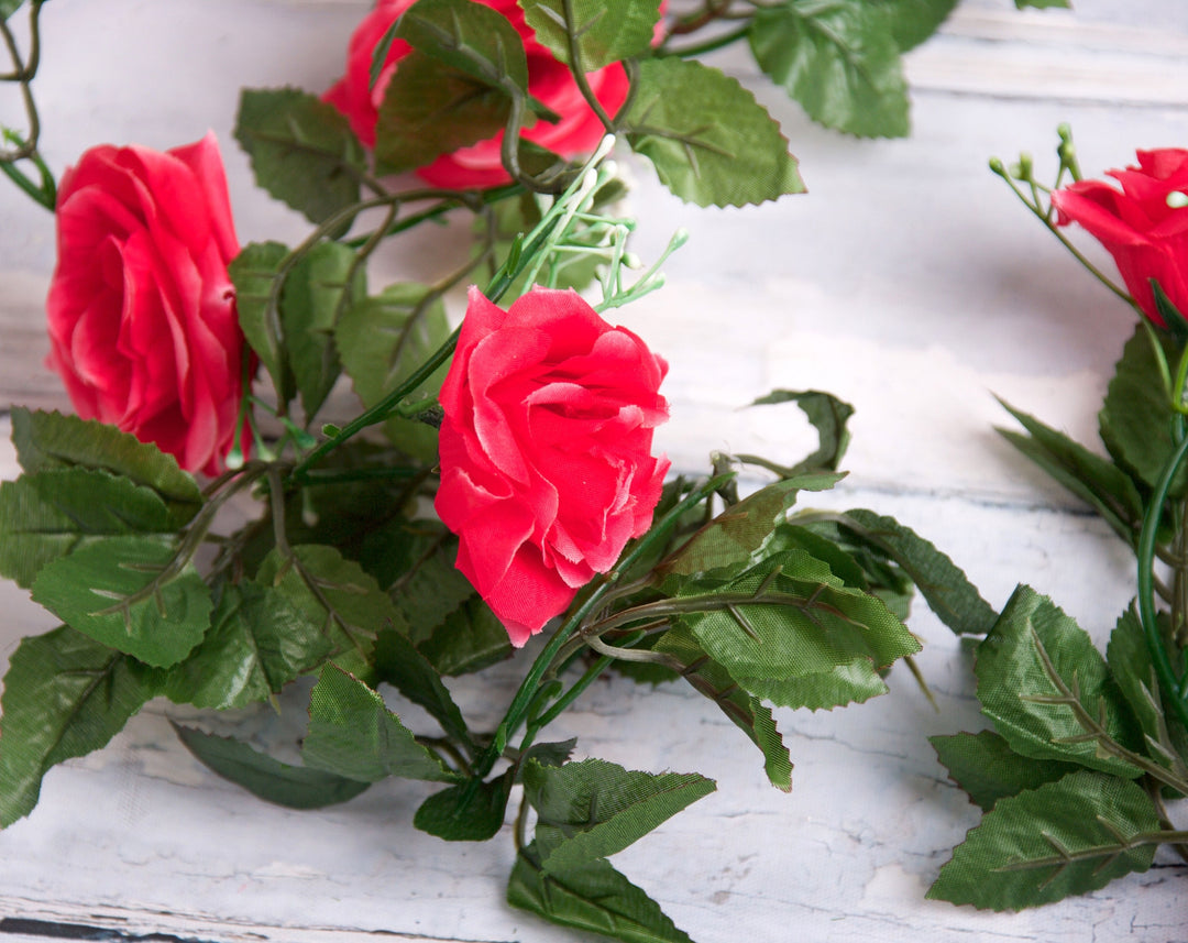 Best Artificial 7ft Pink Silk Rose Garland
